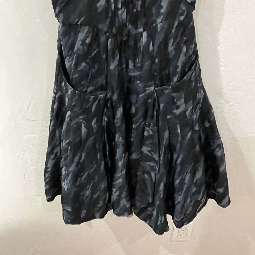 BCBGMaxAzria Silk Camo Mini Dress with Pockets Size XXS Blue Tulle Fit and Flare